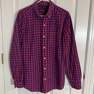 Gap Men's blue and red gingham check, slim fit, size L